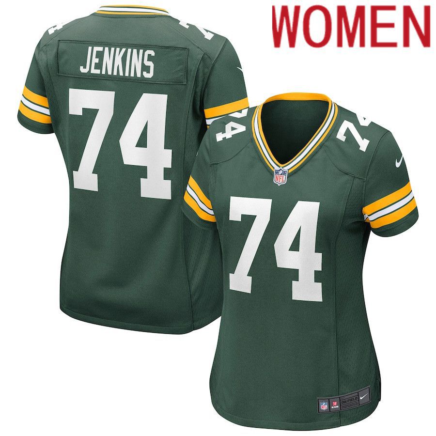 Women Green Bay Packers 74 Elgton Jenkins Nike Green Game NFL Jersey